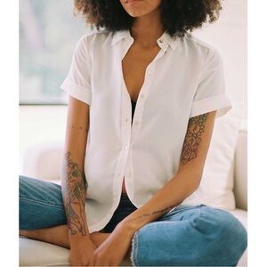 Hatch Maternity/Nursing Savannah Button Up Top in White